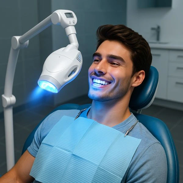 pasien yang sedang perawatan bleaching gigi