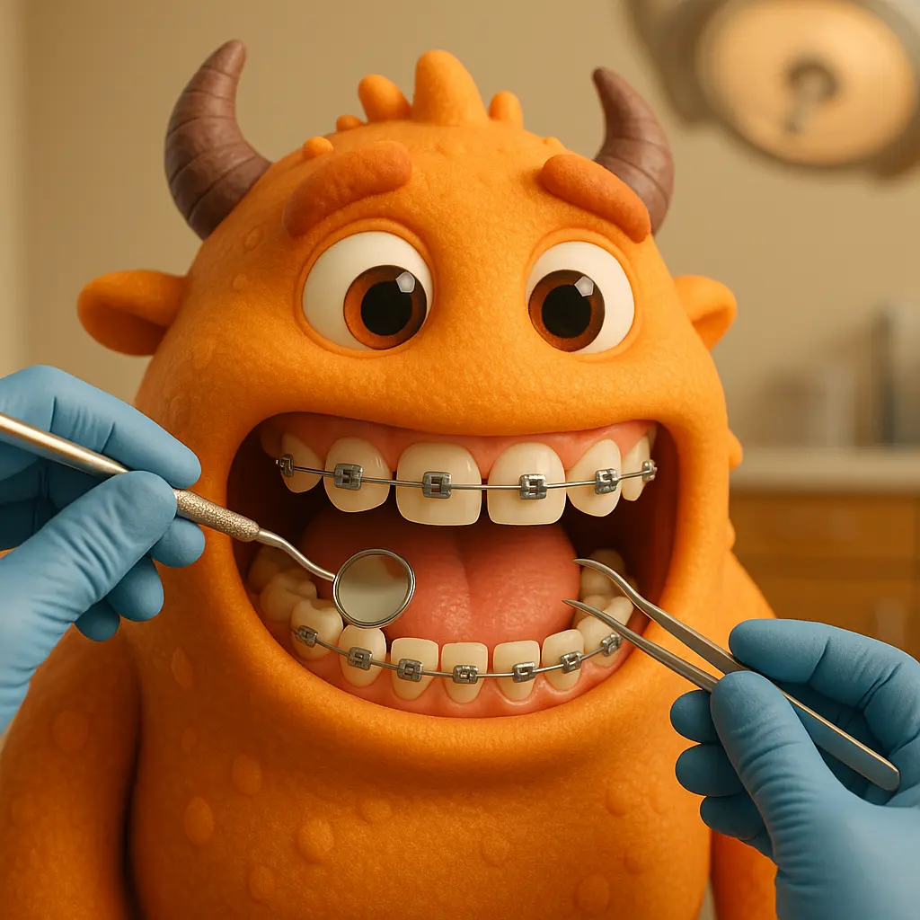 monster menggunakan behel gigi