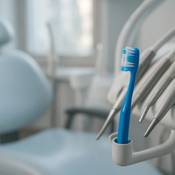 foto sikat gigi di dental unit