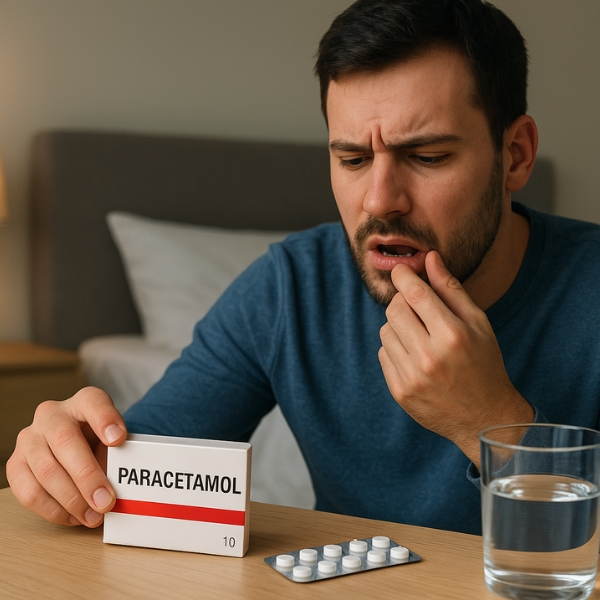 foto pasien sedang minum paracetamol