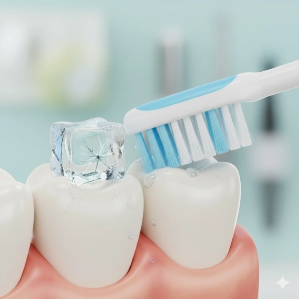 foto object gigi sensitif dengan sikat gigi